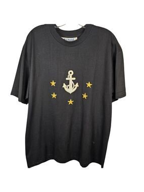 Vintage RARE Cruise Navy Shirt Embroidered Anchor Stars Women's XL USA 70's